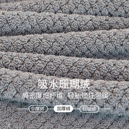 浴袍男款珊瑚绒吸水速干菠萝格家用情侣长款浴衣浴袍可裹女士睡袍 - 图3