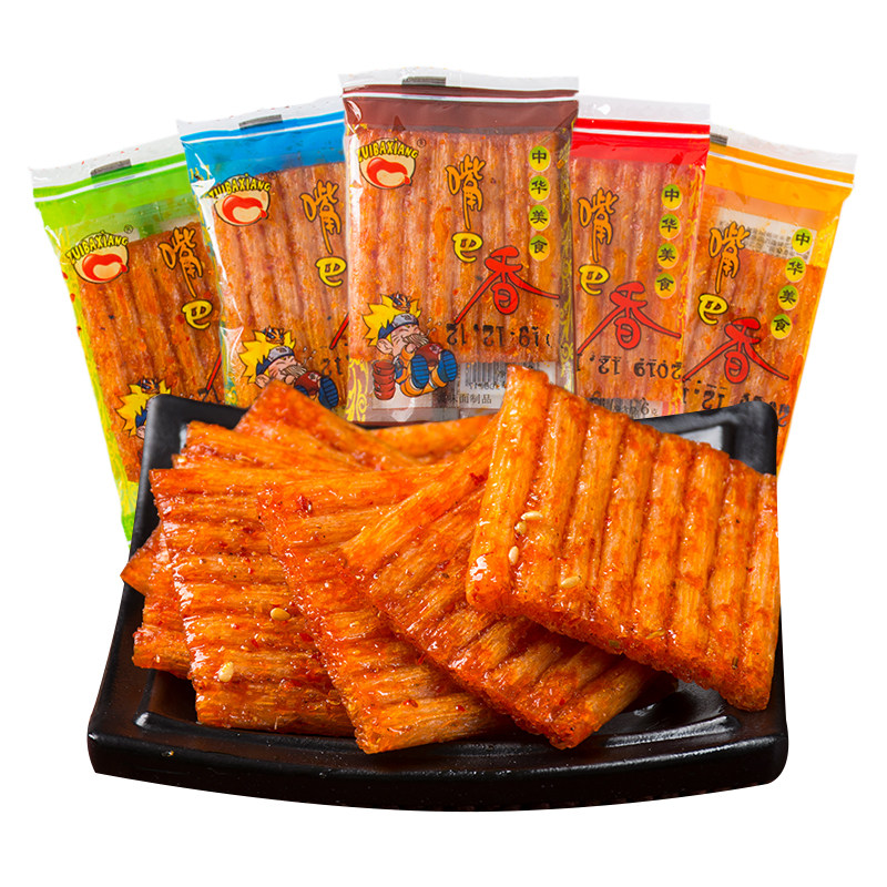 嘴巴香辣条小辣片330小包大刀肉 香炜灵食品豆腐干