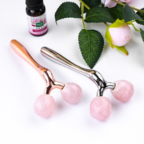 Natural powder crystal 3D jade roller powder crystal 360-degree cut face roller face massage pull jade roller