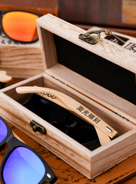 定制日本工艺竹木腿太阳镜防紫外线开车墨镜男女时尚礼物带盒定制