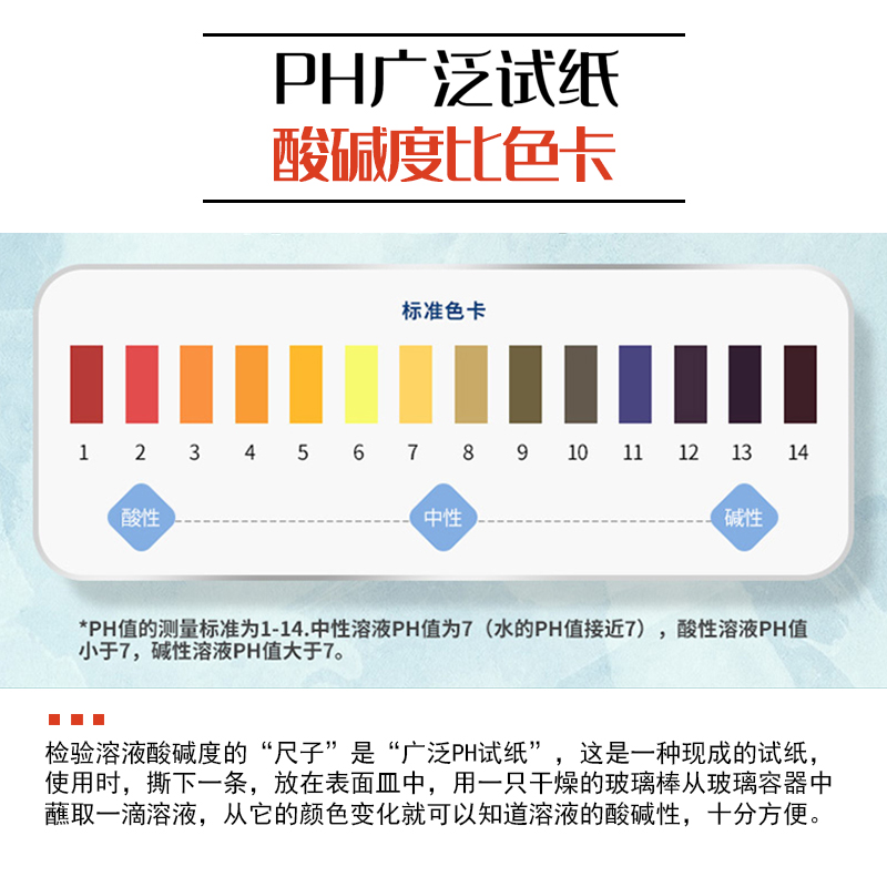 酸碱性广泛ph试纸度测饮用水人体羊水备孕高度测试土壤尿液范度族