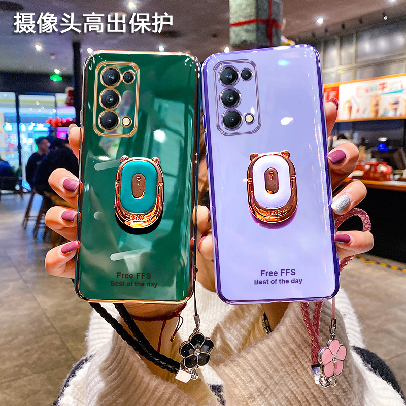 适用opporeno5手机壳网红时尚女款reno5pro保护套全包镜头防摔硅胶软壳男创意reno5k可爱小熊支架个性超薄ins - 图0