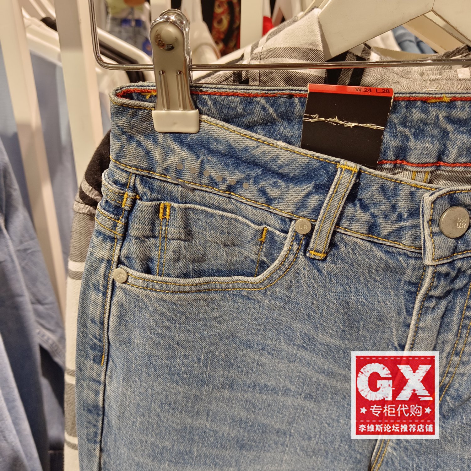 专柜正品李Lee413中腰小直脚浅蓝女时尚毛边牛仔裤LWZ4135PCATG - 图2