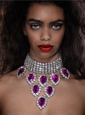 水钻金属女演出钻饰品脖环