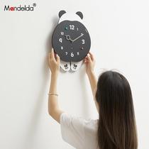 Free Punch Panda Hung Clock Living Room Modern Minimalist Atmosphere 2023 New Home Clock Table Hanging Wall