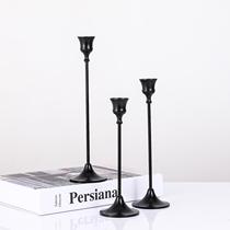 Nordic Style Retro Candlelit Candlelight Dinner Retro Iron Art Wax Candle Holder plated spray painted black wedding candlestick