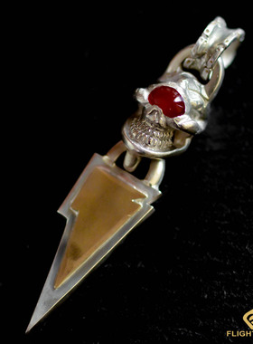 高山隆骷髅头手工银饰吊坠