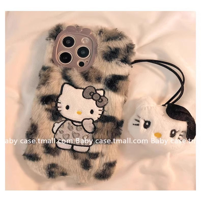 hello kitty凯蒂猫秋冬Civi5/4pro/3手机壳适用小米15pro/14/13/12X/K60K70e毛绒k80红米Note15pro/14/13t/12 - 图1