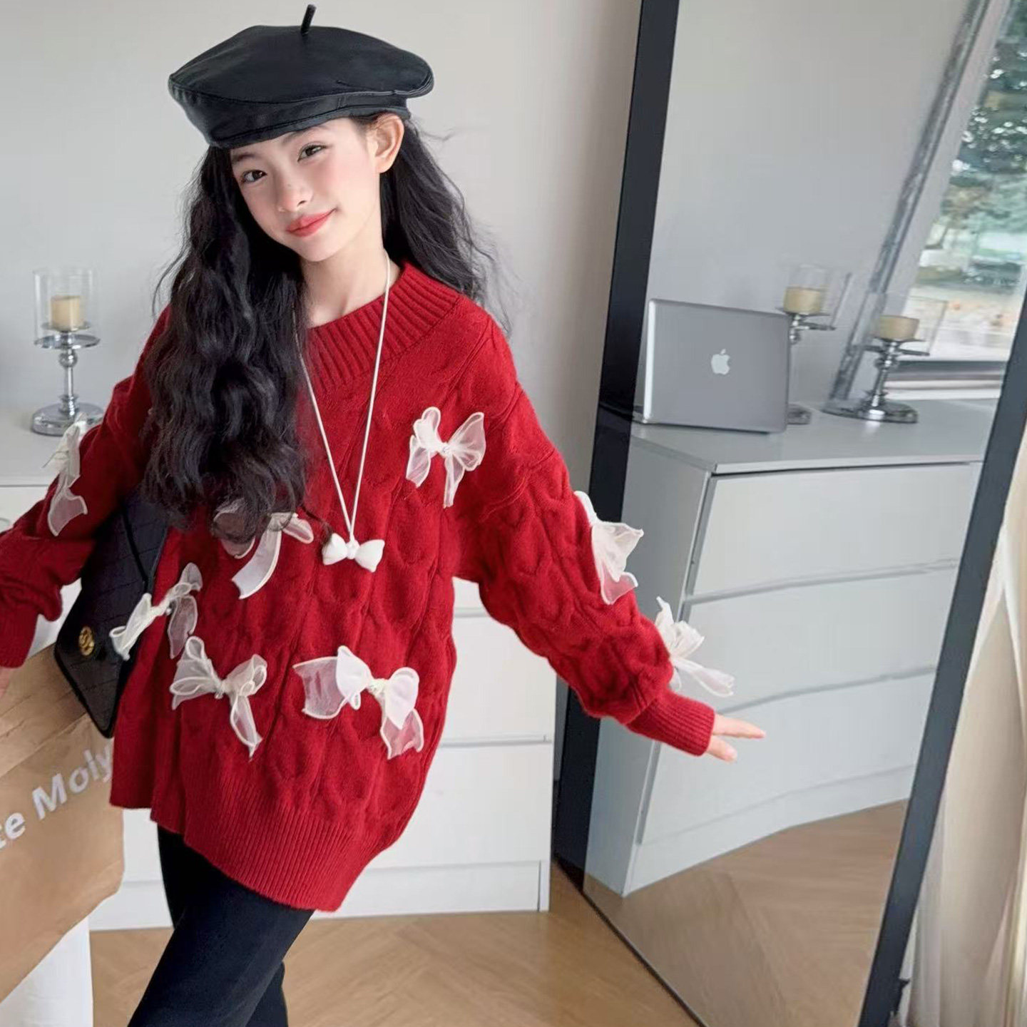 新款福利 女童红色毛衣拜年服秋冬装2025新款儿童针织衫女孩冬季,淘宝优惠券,粉丝福利购,淘宝优惠卷