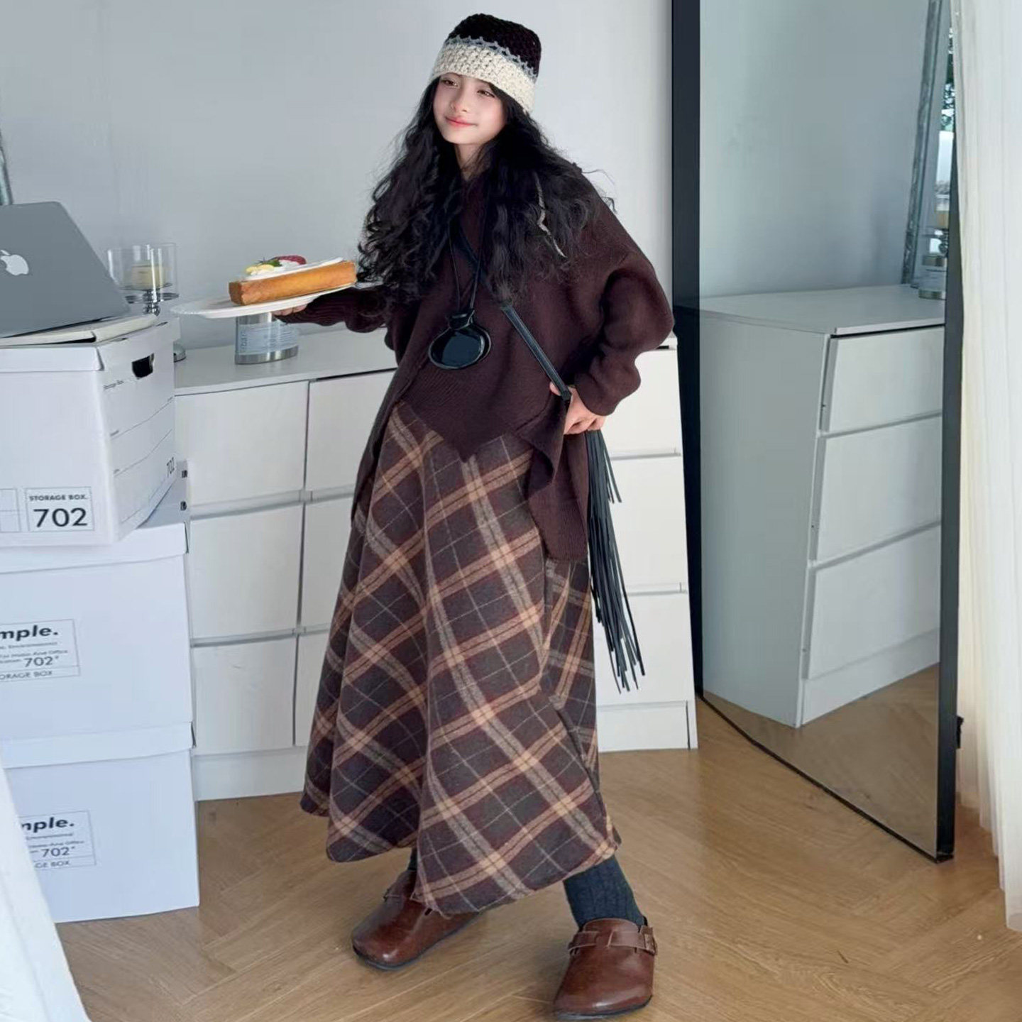 女童半身裙百褶裙秋冬2025新款儿童洋气百搭格子长裙女孩裙子秋冬,淘宝优惠券,粉丝福利购,淘宝优惠卷