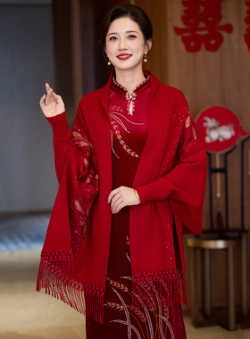 喜婆婆旗袍外搭披肩秋冬加厚