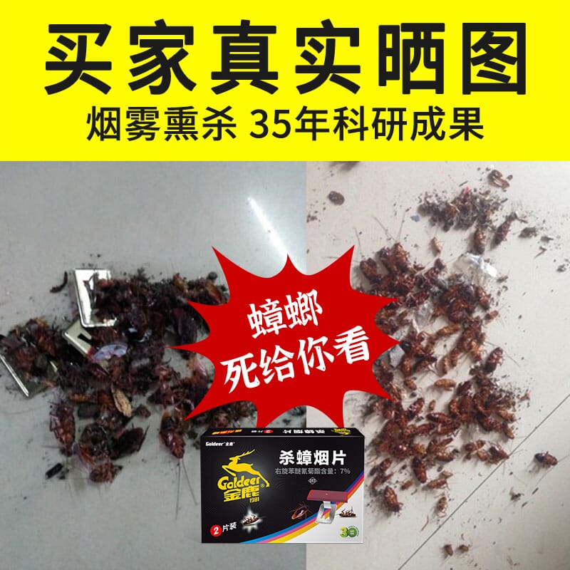 金鹿蟑螂药家用一次性厨房杀蟑烟片6盒