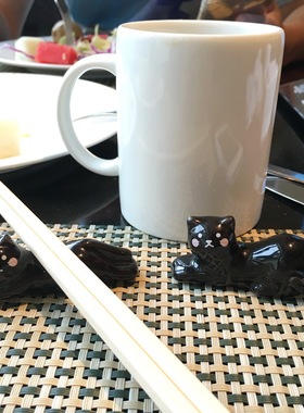 有猫日式陶瓷猫咪摆件筷子筷托小