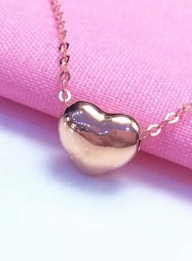 俄罗斯585紫金镀14K彩金爱心项链简约高级感气质玫瑰金项链女礼物