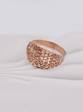 俄罗斯镀玫瑰金饰品气质个性百搭金珠拉丝宽面戒指送礼简约时尚女