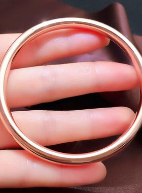 俄罗斯女款光面素圈镯子镀玫瑰金欧美简约设计精致优雅高级感饰品