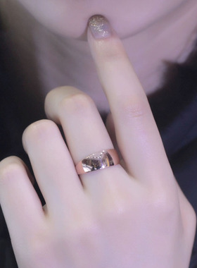 俄罗斯镀玫瑰金时尚简约光面女士精美开口可调节戒指个性