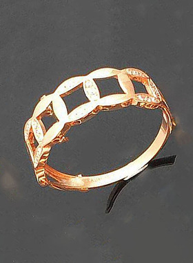 俄罗斯镀玫瑰金女士时尚简约铜钱开口可调节戒指奢华气质洋气