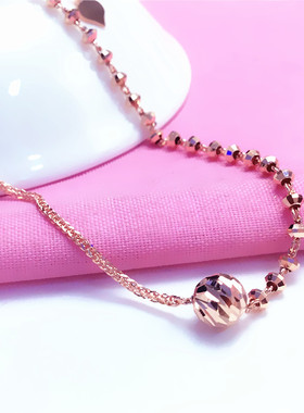 俄罗斯车花转运珠手链镀玫瑰金女款设计感简约气质精致礼物高级感