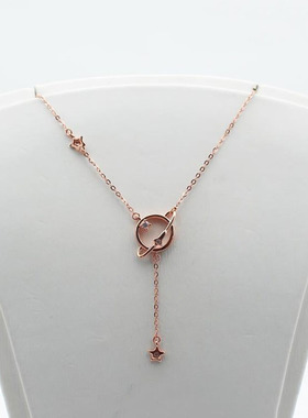 俄罗斯585紫金快乐星球项链气质镀14K玫瑰金饰品时尚潮流女士礼物