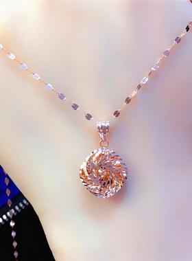 俄罗斯585紫金闪亮灵动螺旋吊坠时尚大气镀18K玫瑰金项链女款礼物