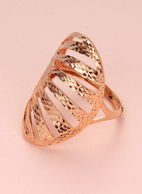 俄罗斯大气个性镂空花戒指镀玫瑰金欧美饰品女士气质时尚简约礼物