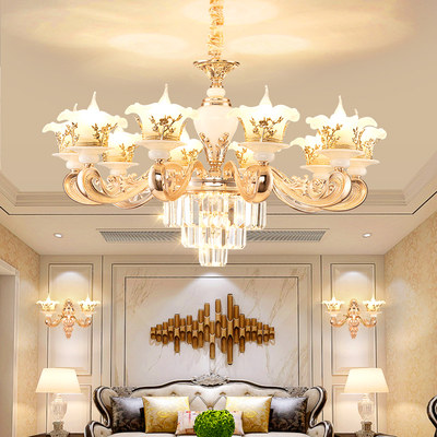 年新款欧式水晶吊灯现代客厅灯奢华大厅餐厅卧室吊大气家用简欧 虎窝淘