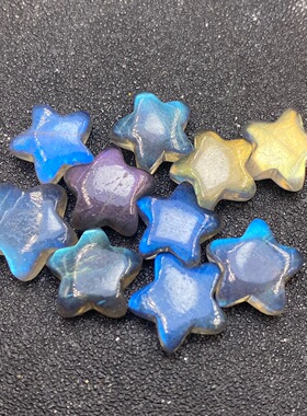 天然灰月光星星吊坠DIY编绳绕线镶嵌手链项链小滴溜拉长石蓝彩光