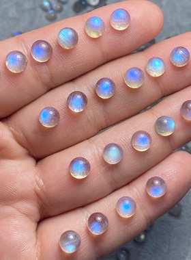 清仓处理！天然灰月光戒面裸石绕线镶嵌戒指手链吊坠耳钉小颗粒