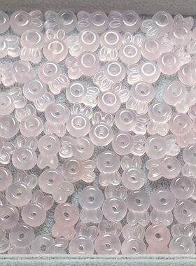 天然粉水晶兔子平安扣DIY编绳绕线镶嵌手链项链玉兔吊坠手工配件