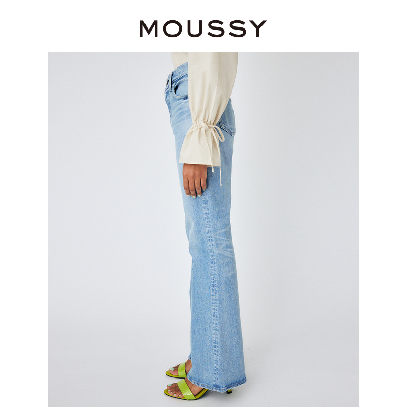 MOUSSY 夏季新品水洗抓纹气质微喇休闲牛仔裤女010GSA12-1660 - 图0