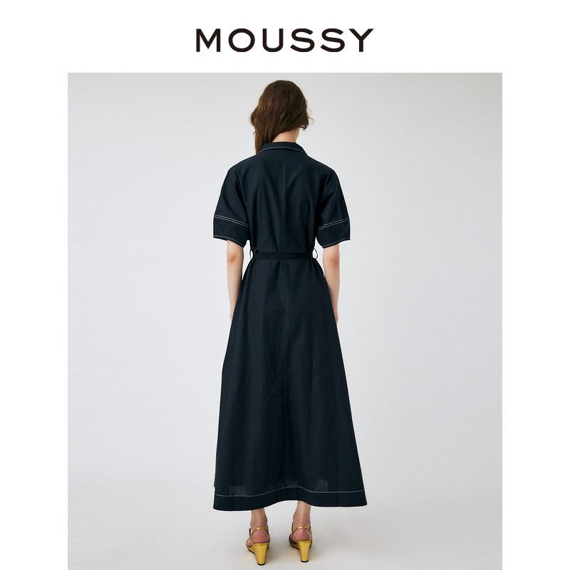 MOUSSY 夏季新品气质感通勤优雅赫本风连衣裙女010GSS30-1960 - 图2