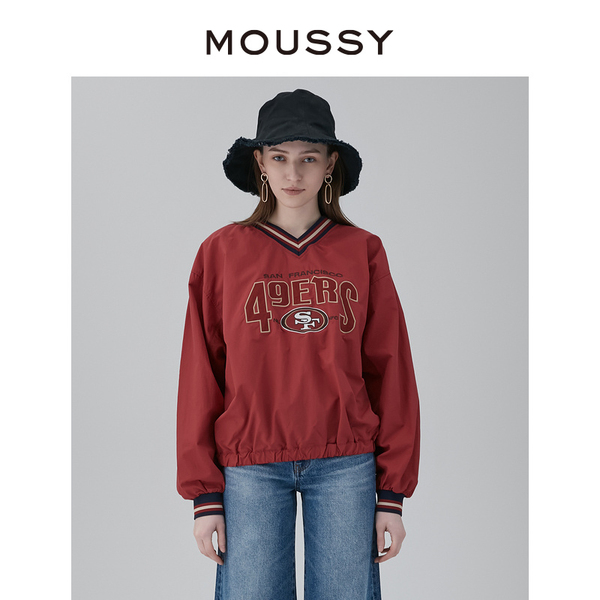 MOUSSY   NFL合作款撞色V领LOGO长袖T恤010GSQ01-0180 - 图0