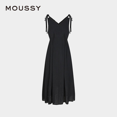 MOUSSY 夏季新品法式度假风双系带吊带连衣裙女010IS333-9101 - 图3