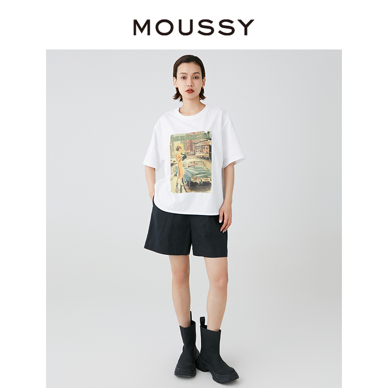 MOUSSY 2024夏季新品美式复古海报印花休闲短袖T恤028HSA90-0671 - 图2