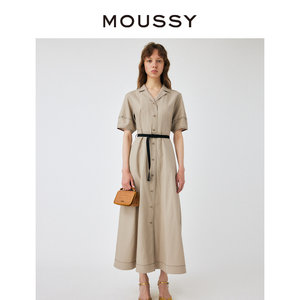 MOUSSY 夏季新品气质感通勤优雅赫本风连衣裙女010GSS30-1960