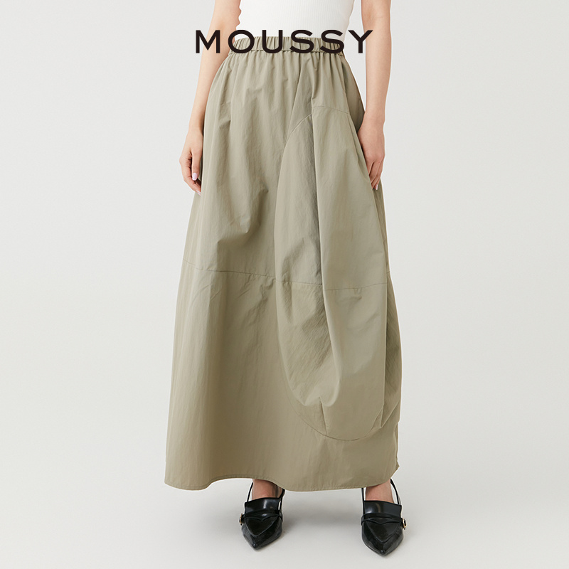 MOUSSY 2024夏季新品日系慵懒感舒适简约长款半身裙028HSA30-0371 - 图0