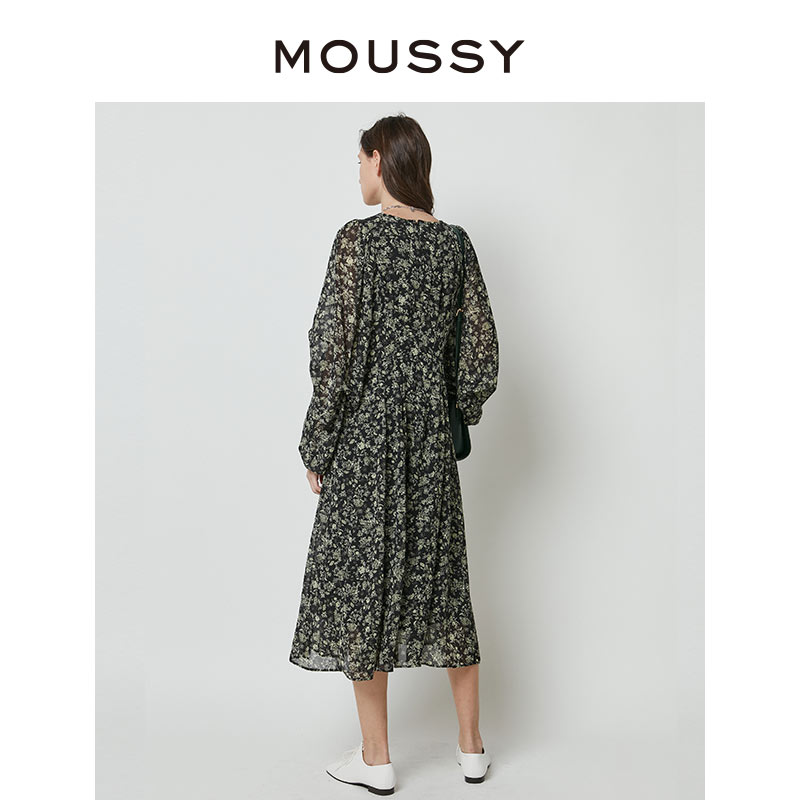 【刘亦菲同款】MOUSSY 度假碎花收腰连衣裙028GSZ30-0410