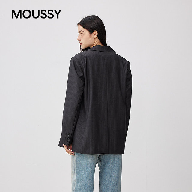 MOUSSY spring new minimalist style striped silhouette casual suit jacket women 028IAA30-1072