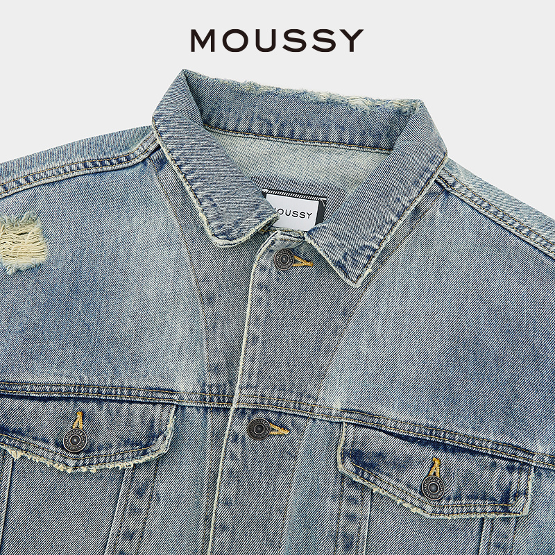 MOUSSY 2024叛逆摇滚做旧水洗破洞牛仔外套010HSS11-2221 - 图2