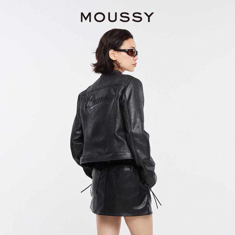 MOUSSY 2024叛逆摇滚做旧皮衣解构夹克外套028HSZ30-0581 - 图1