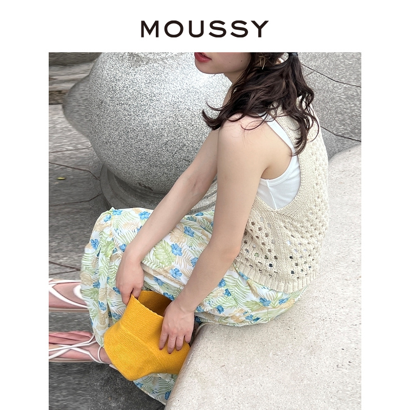 MOUSSY 夏季新品度假风小清新印花雪纺半身裙长裙女028GSZ30-0450 - 图1