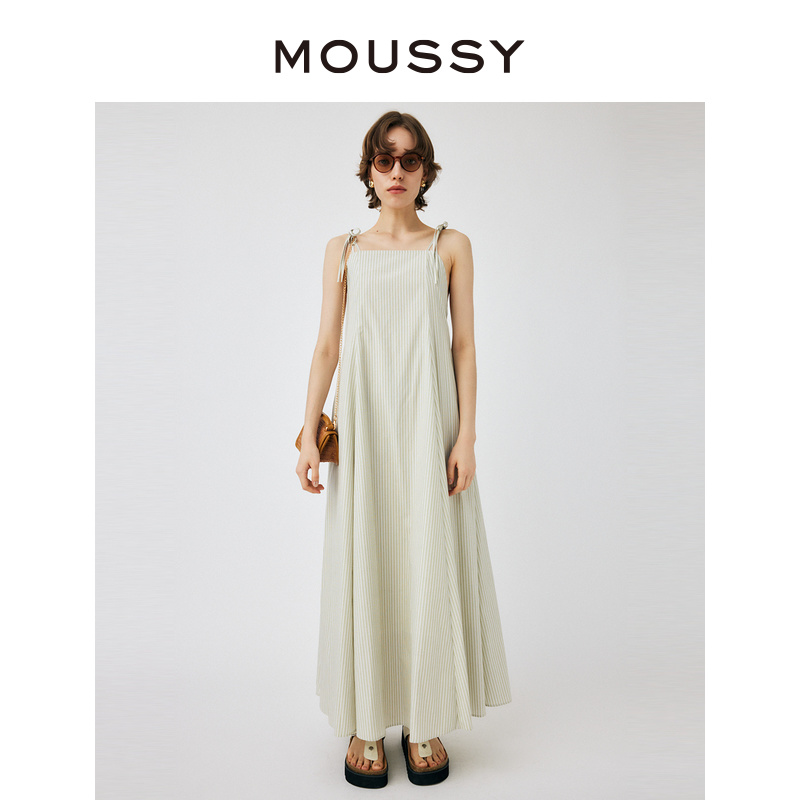 【明星同款】MOUSSY 度假风清爽大露背吊带连衣裙女010GSS30-1890