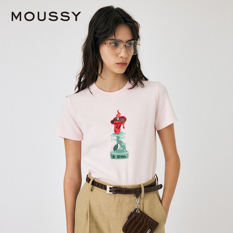 【PROJECT U】MOUSSY 2024夏季新品趣味蜡烛短袖T恤010HS590-0651 - 图0