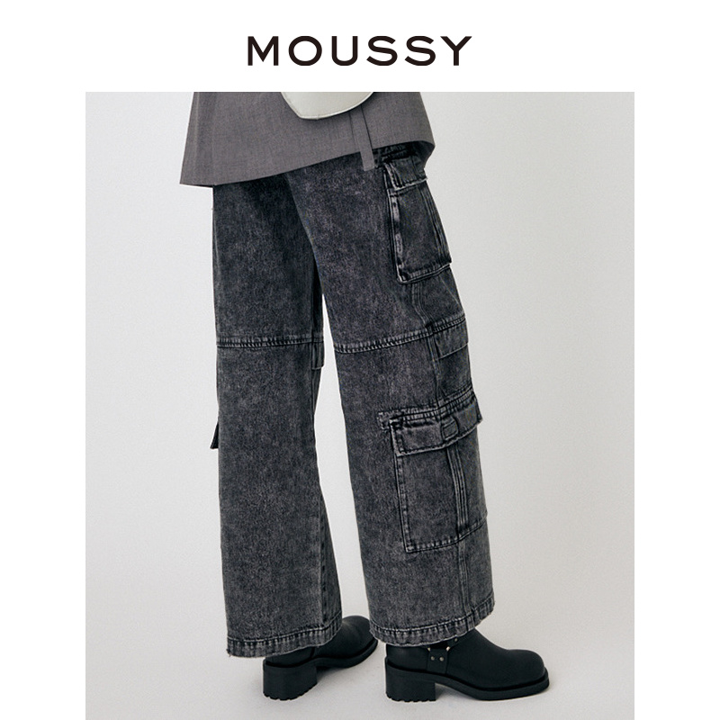 MOUSSY 2024夏季新品怀旧重工水洗多口袋工装牛仔裤010HS711-0600 - 图2