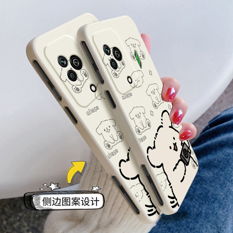 适用黑鲨5手机壳新款5pro液态硅胶软壳pr0游戏散热小米黑鲨5rs镜头全包防摔保护套黑沙5卡通可爱潮外壳拍照狗