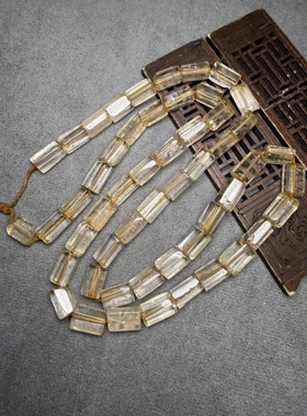 古玩文玩尼泊尔老白水晶多棱珠桶珠项链复古水晶DIY饰品佩珠散珠