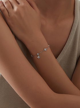 KITSH四叶草锆石手链女小众ins简约温柔气质精致通勤轻奢手环手饰