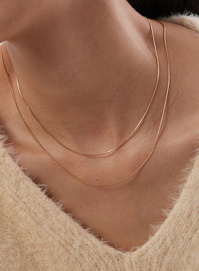 KITSH细蛇骨链项链金银色锁骨链