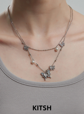 KITSH天然贝母蝴蝶珍珠项链轻奢